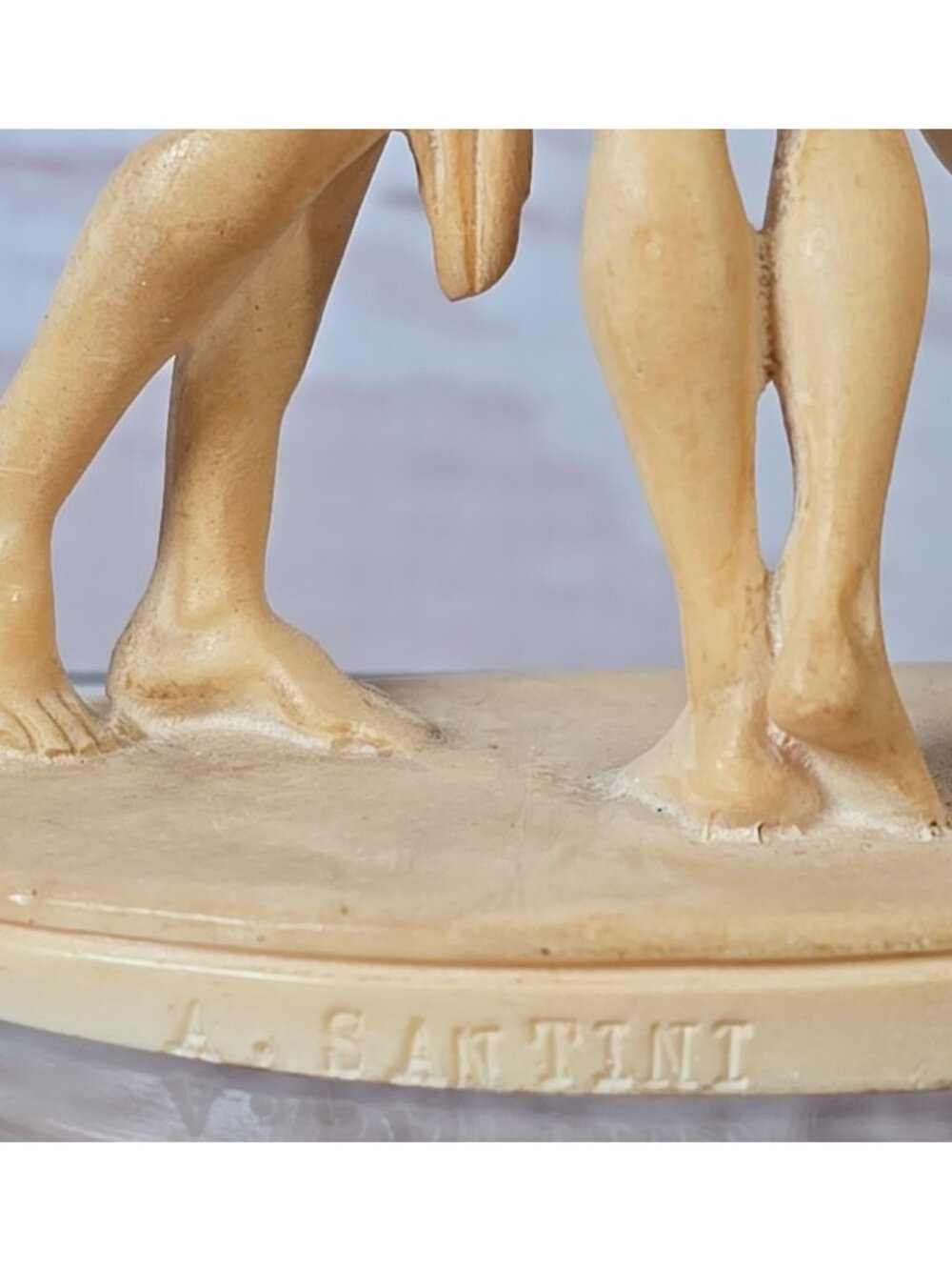 Vtg Three Graces Alabaster Composite Sculpture A. Santini Stamped Italy 5.25" - Picture 5 of 12